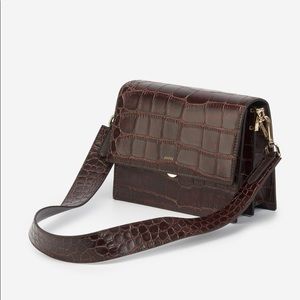 JW PEI flap bag - brown/maroon-ish croc